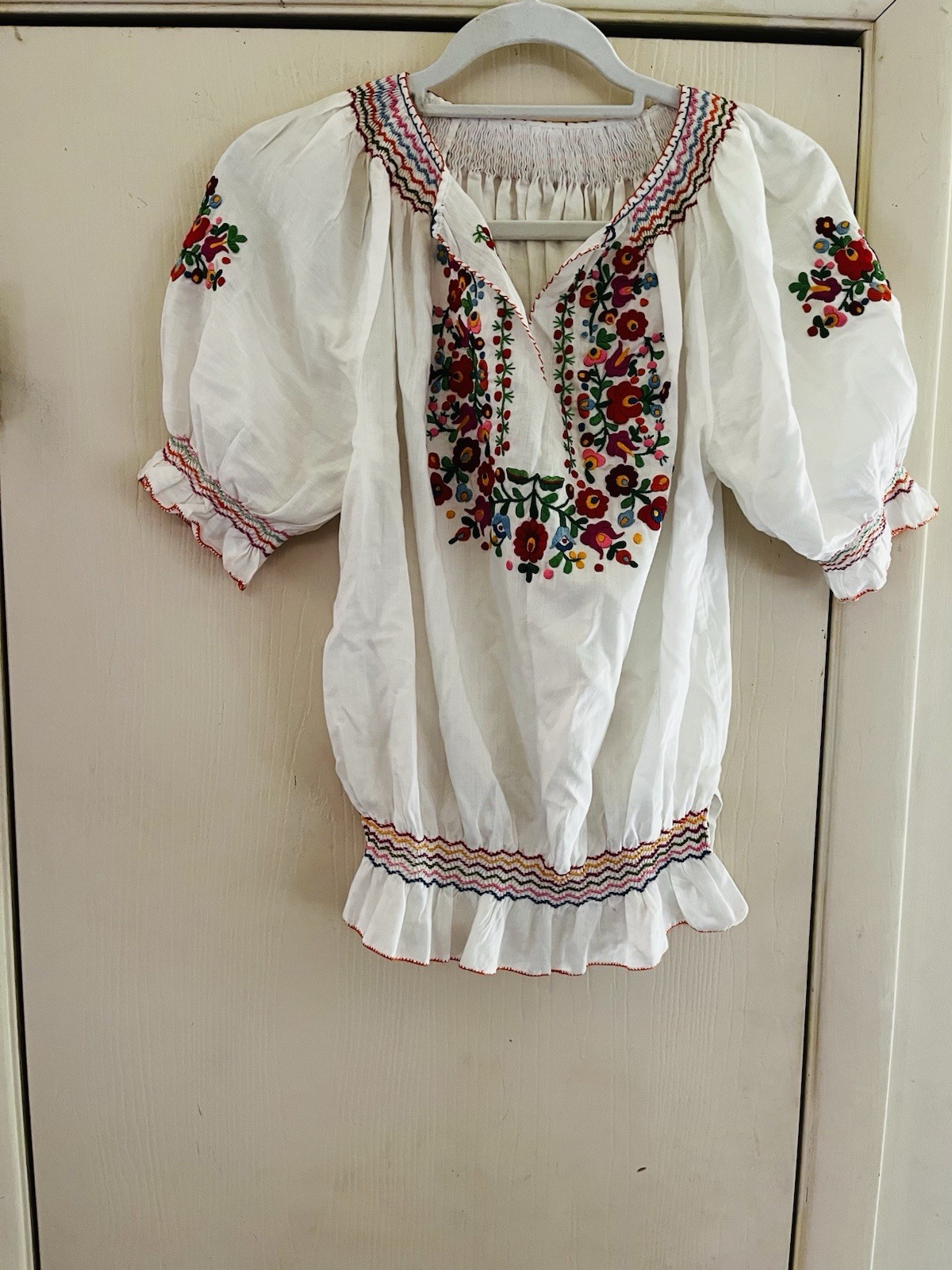 Vtg 60s Hungarian Kalocsa Embroidered Blouse Folk Boho Puff Sleeve Cottagecore Vtg 60s Hungarian Kalocsa Embroidered Blouse Folk Boho Puff Sleeve Cottagecore