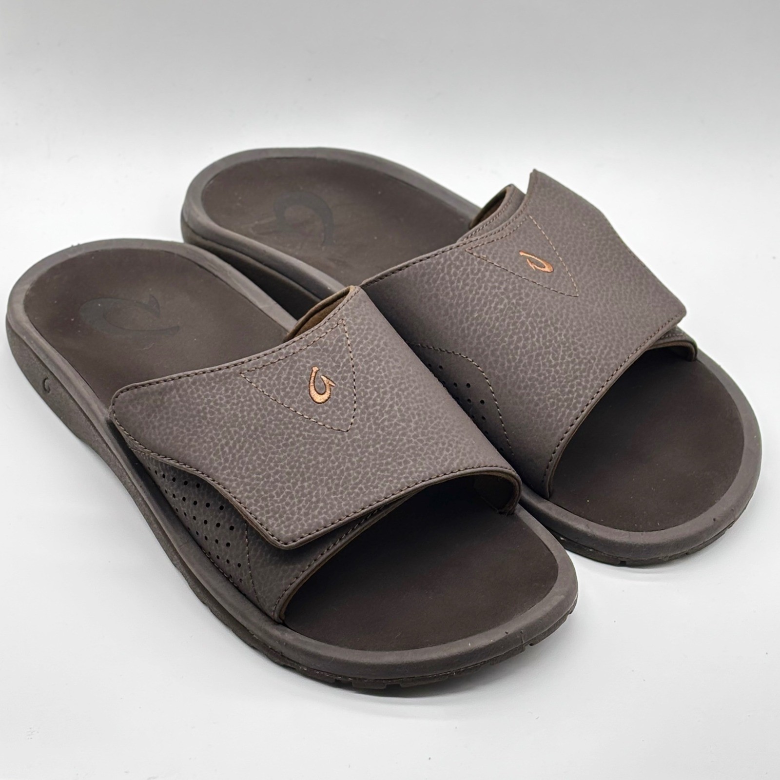 OluKai Nalu Slide Men Size 11 Adjustable Brown Slide Sandals Slip On Adjustable OluKai Nalu Slide Men Size 11 Adjustable Brown Slide Sandals Slip On Adjustable