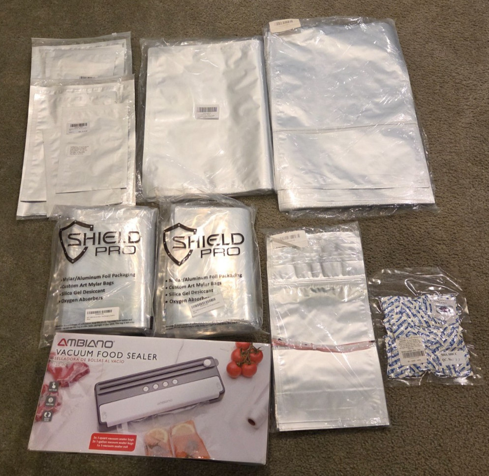 *BUNDLE* Mylar Food Storage Bags- 60 Ct 1 Gallon-50 Ct 2 Gallon-25 Ct 5 Gallon