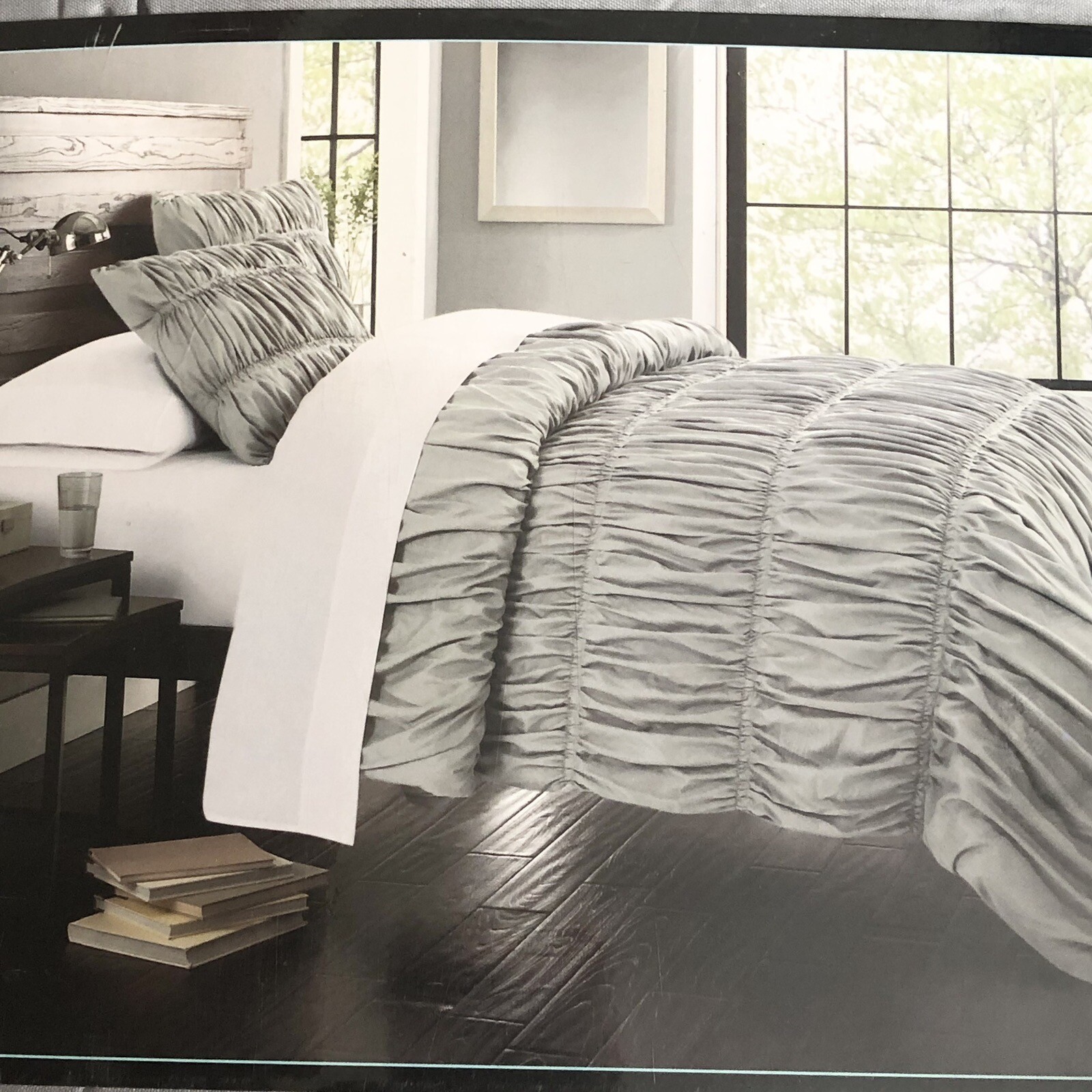 NWT CYNTHIA ROWLEY Designer Ruched Modern COMFORTER SET Sham Queen Summer