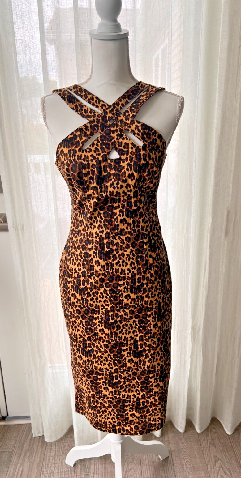 NWT/RARE Voodoo Vixen Dress: Leopard Bodycon; Pin Up; Size: Small
