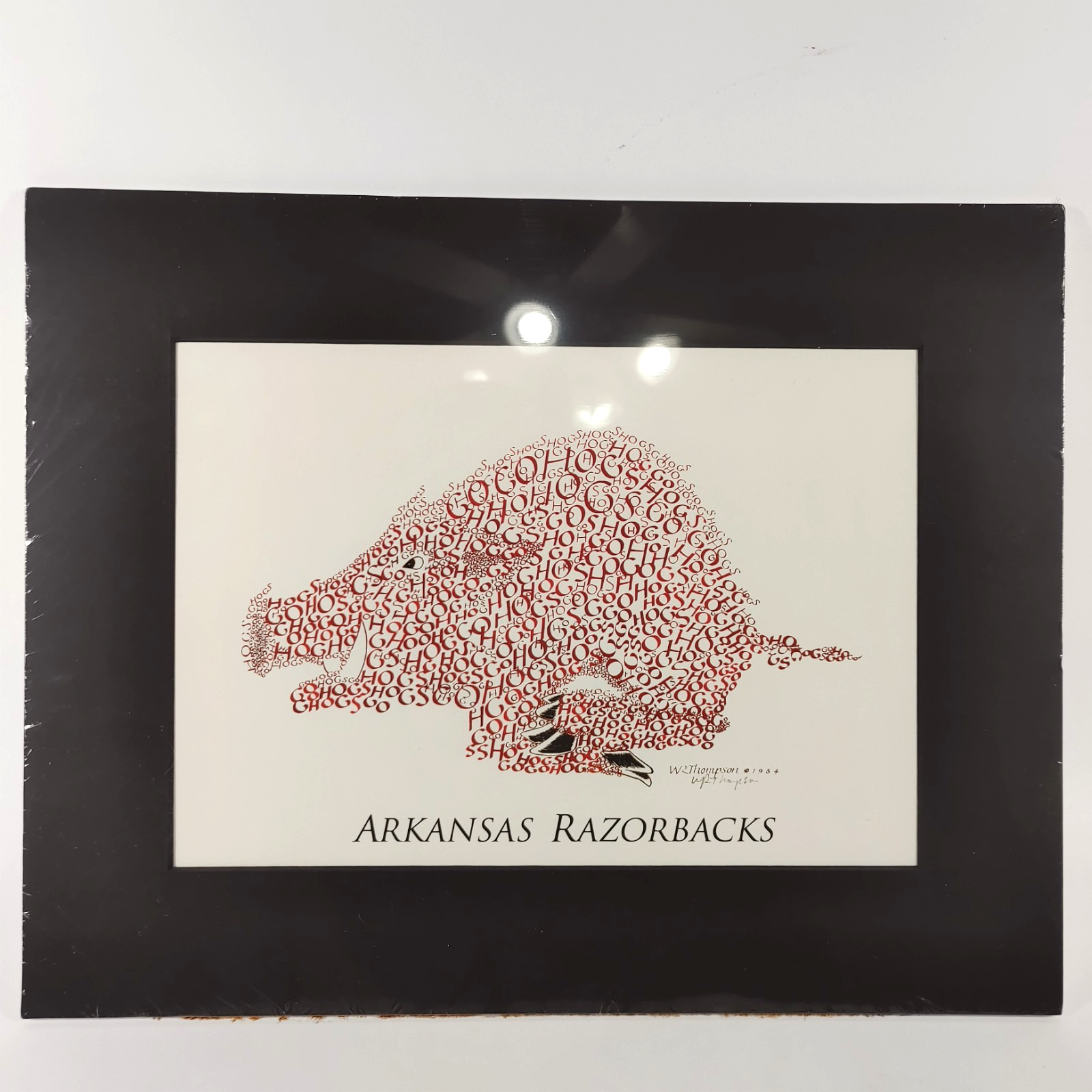 Arkansas Razorbacks text art design by artist W.R. Thompson, 1984, 11\ Arkansas Razorbacks text art design by artist W.R. Thompson, 1984, 11\
