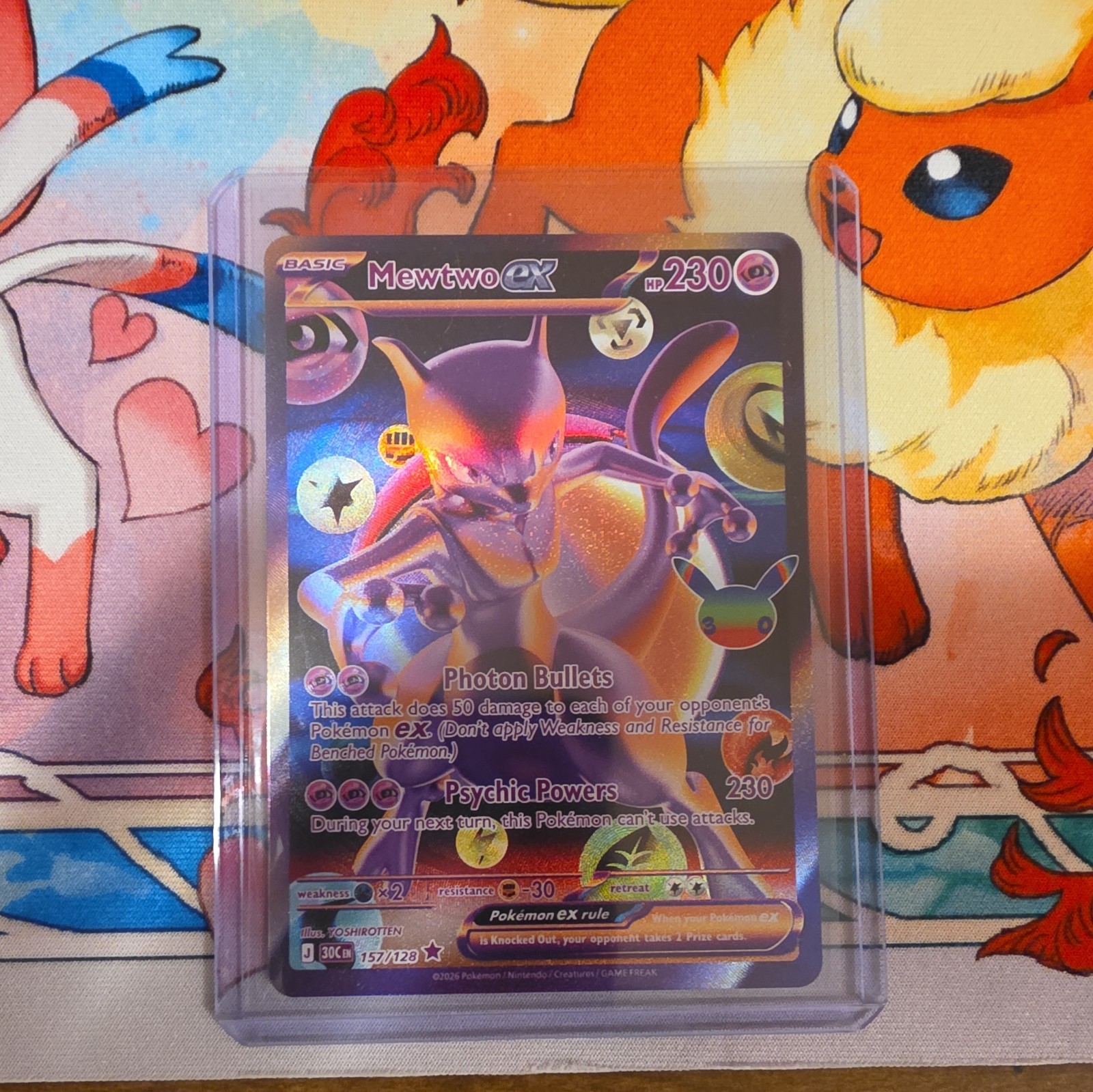 Mewtwo Ex 157/128 30th Celebration Pokemon Futuristic Rare 