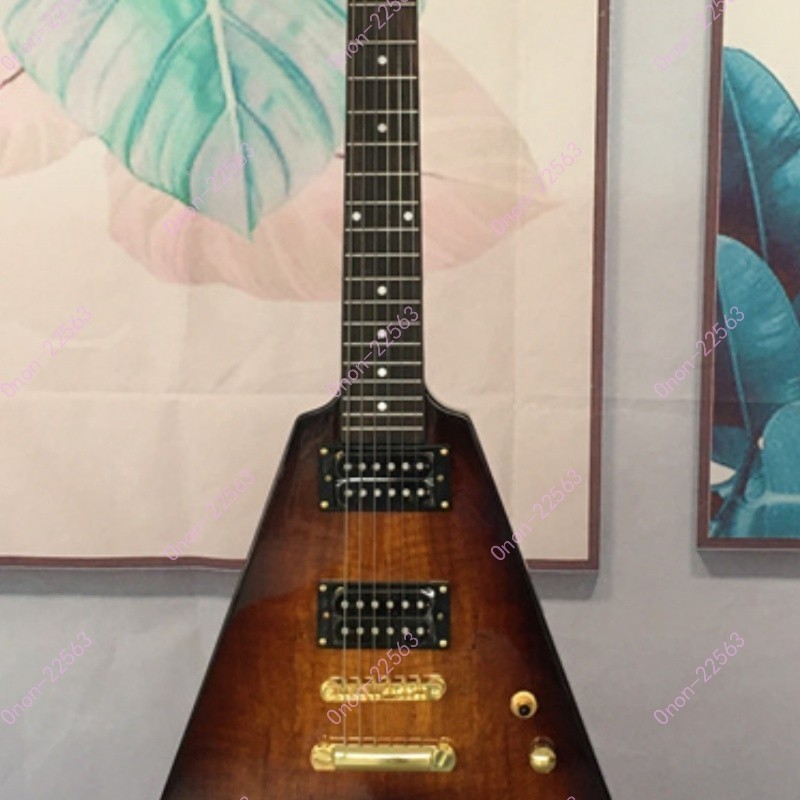 Solid Electric Guitar Stainless Fret HH Pickup Gold Hardware Brown 