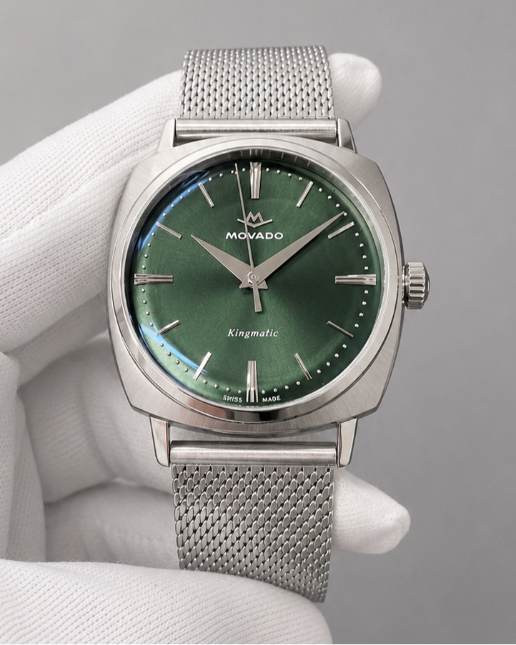 Movado Heritage Kingmatic Automatic 35MM Green Dial SS Unisex Watch 3650169
