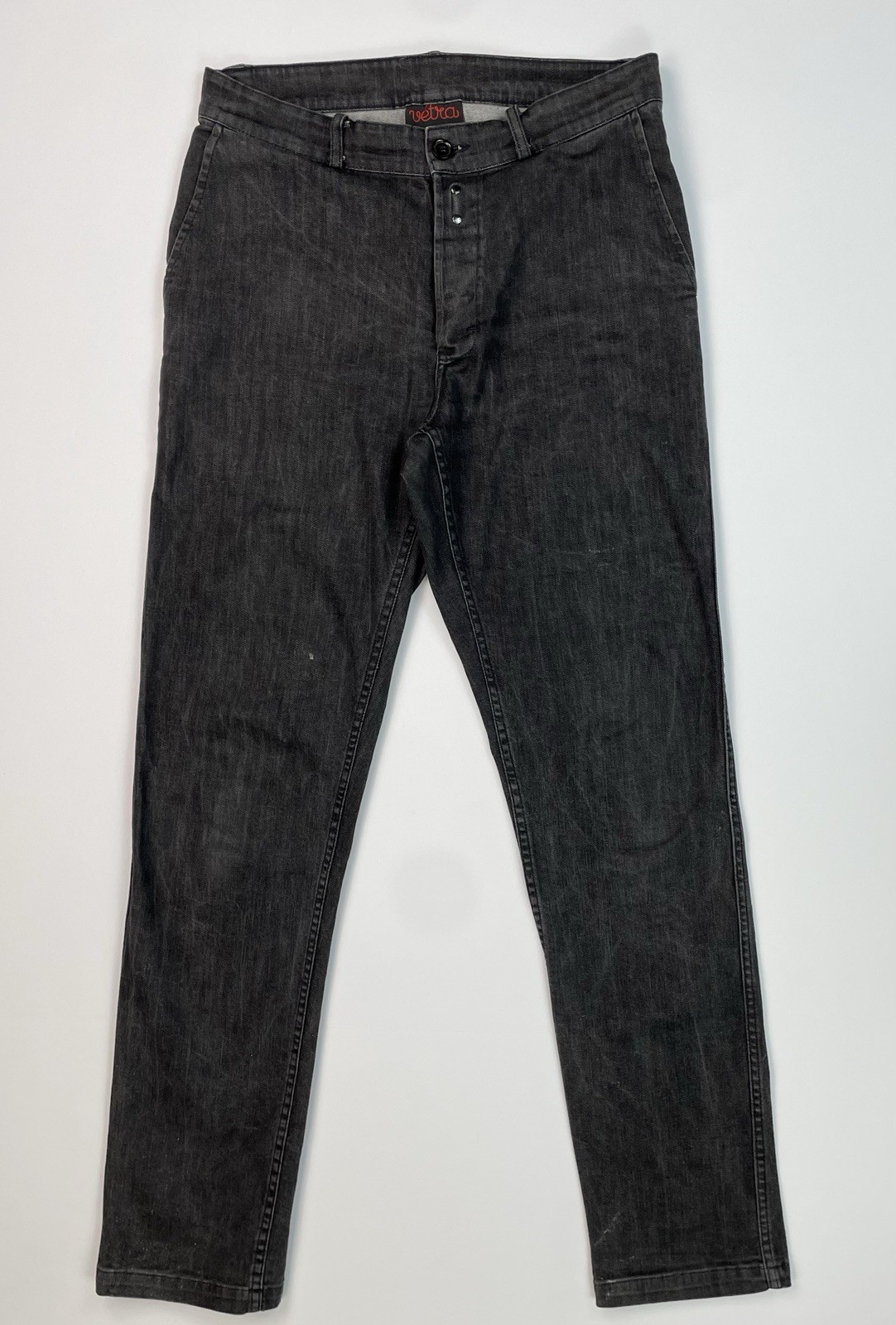 Vetra Black Twill Cotton Pants French Workwear Hook Fastened FR 38 US 30 Vetra Black Twill Cotton Pants French Workwear Hook Fastened FR 38 US 30