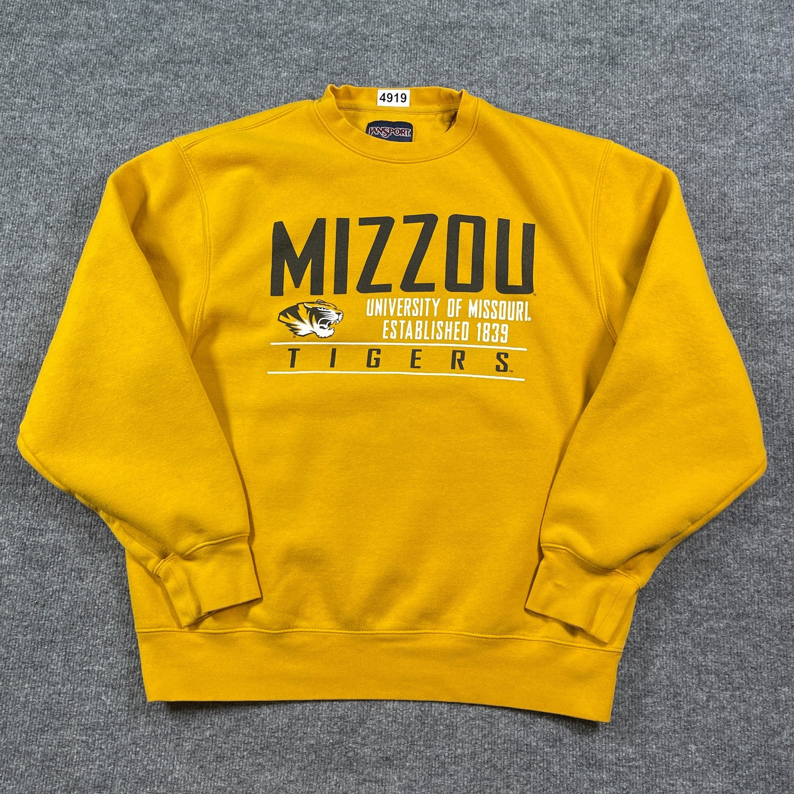 Vintage Y2K Jansport University of Missouri Tigers Sweatshirt Large 24x26 Yellow