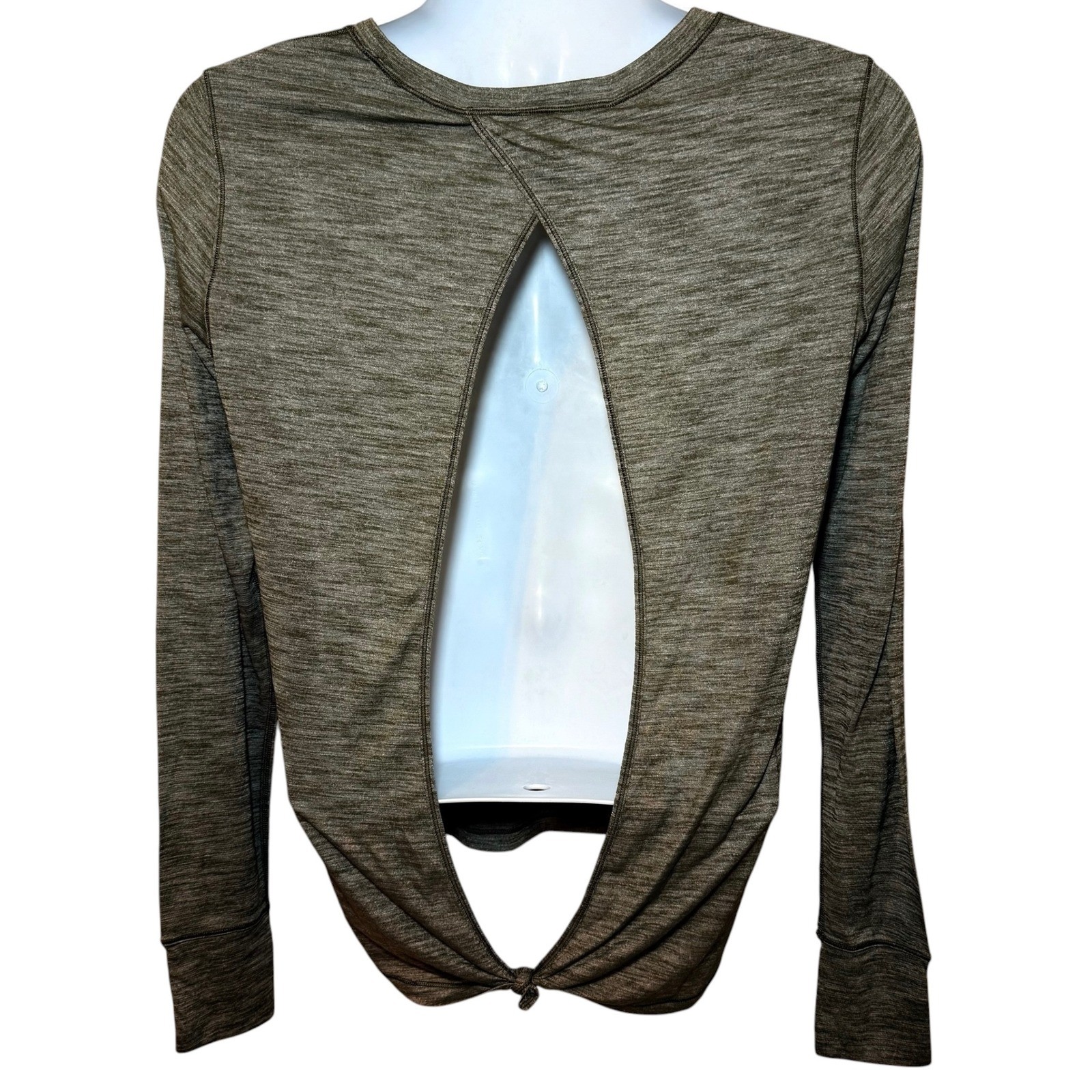 Lululemon Beat The Heat Long Sleeve Top Heathered Fatigue Green Womens XL