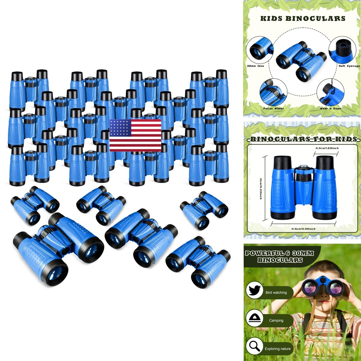 Libima 24 Pcs Binoculars Blue Educational Compact with Neck String Bird Watching Libima 24 Pcs Binoculars Blue Educational Compact with Neck String Bird Watching