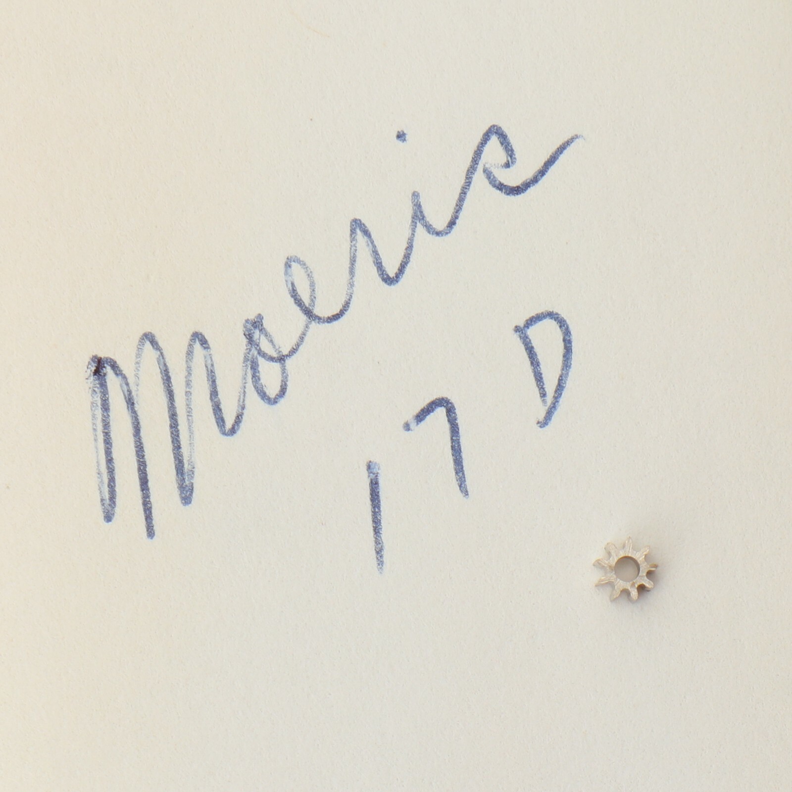 Moeris 17D Winding Pinion Part 410 New Old Stock Watchmakers Parts (C12D16) Moeris 17D Winding Pinion Part 410 New Old Stock Watchmakers Parts (C12D16)