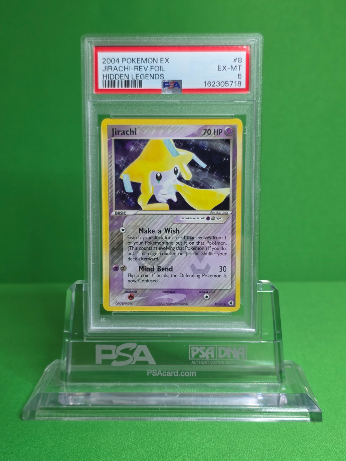 2004 POKEMON EX HIDDEN LEGENDS 8 JIRACHI-REVERSE FOIL PSA 6