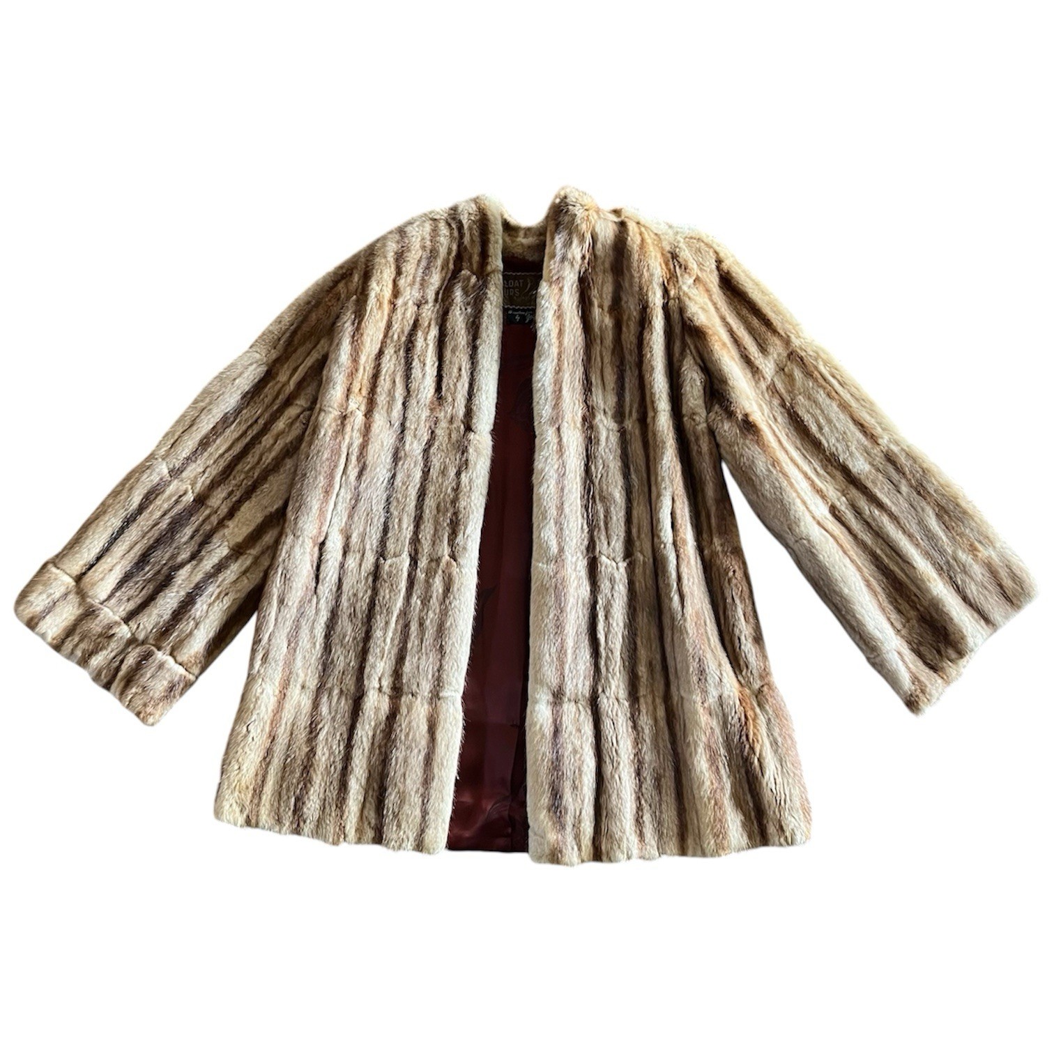 Vintage 40s 50s Sloat Furs of Hollywood striped mink swing coat blonde brown