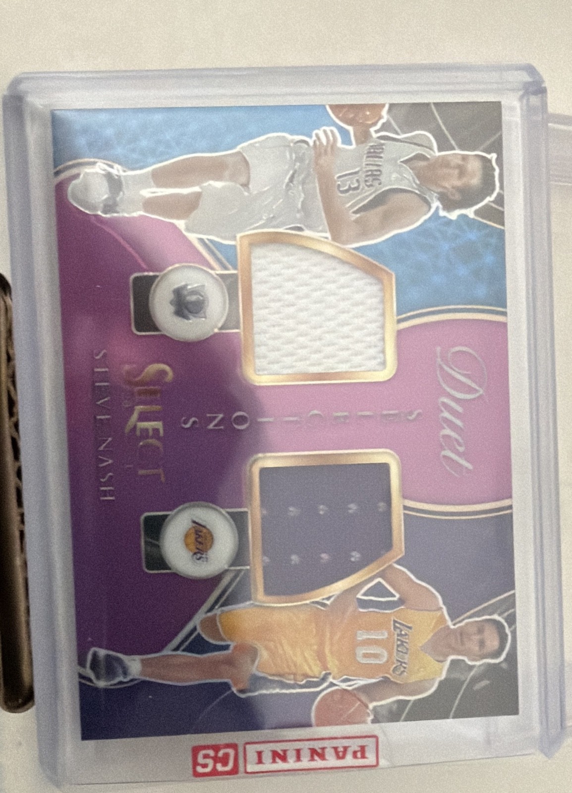 2020-21 Select - Duet Game Worn Memorabilia Steve Nash #DS-SNA Purple Prizm /99 2020-21 Select - Duet Game Worn Memorabilia Steve Nash #DS-SNA Purple Prizm /99
