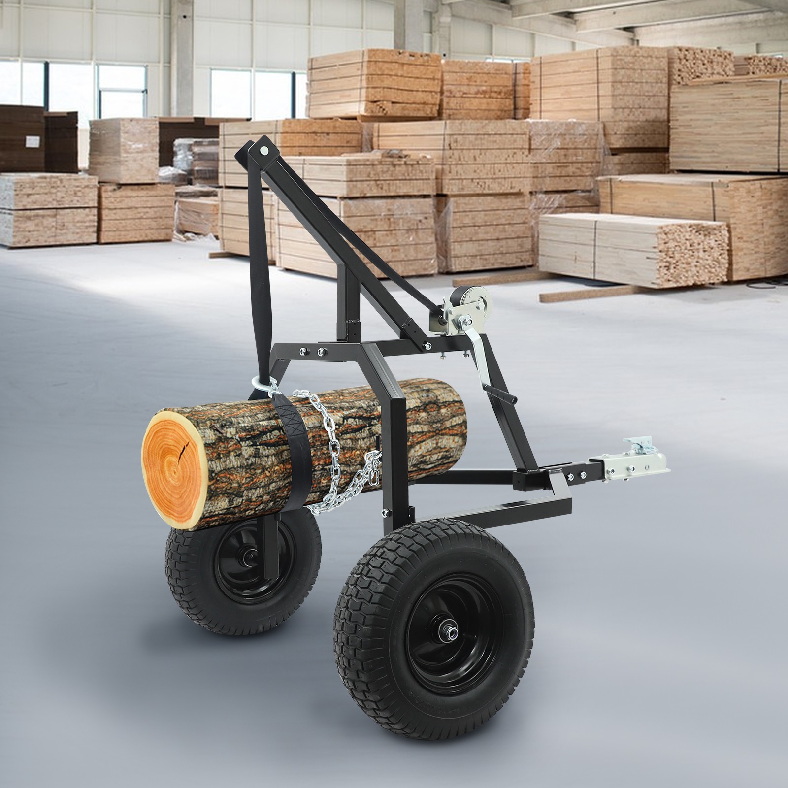 2 Wheel Log Skidding Arch Log Skidder Freestanding Log Trailer 907.18kg/2000lbs
