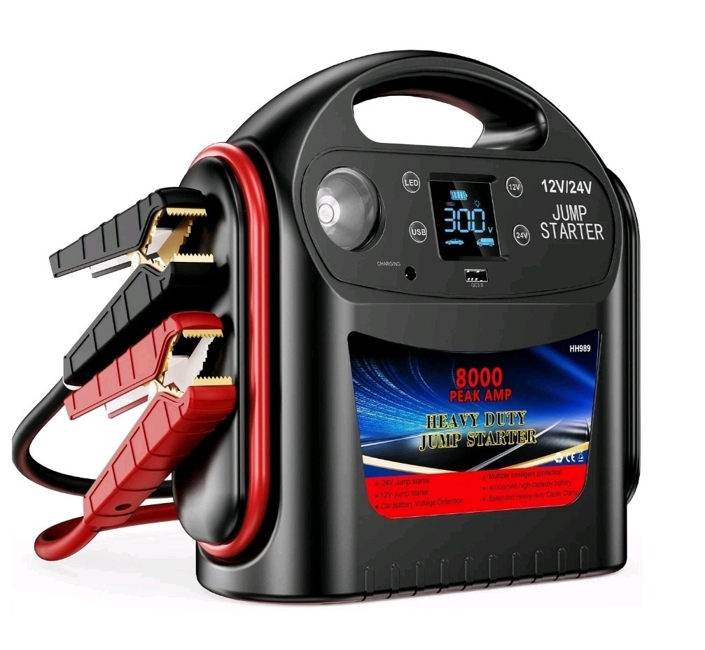8000A 12V/24V Jump Starter for Large Gas & Diesel Engines, Heavy-Duty Portabl...