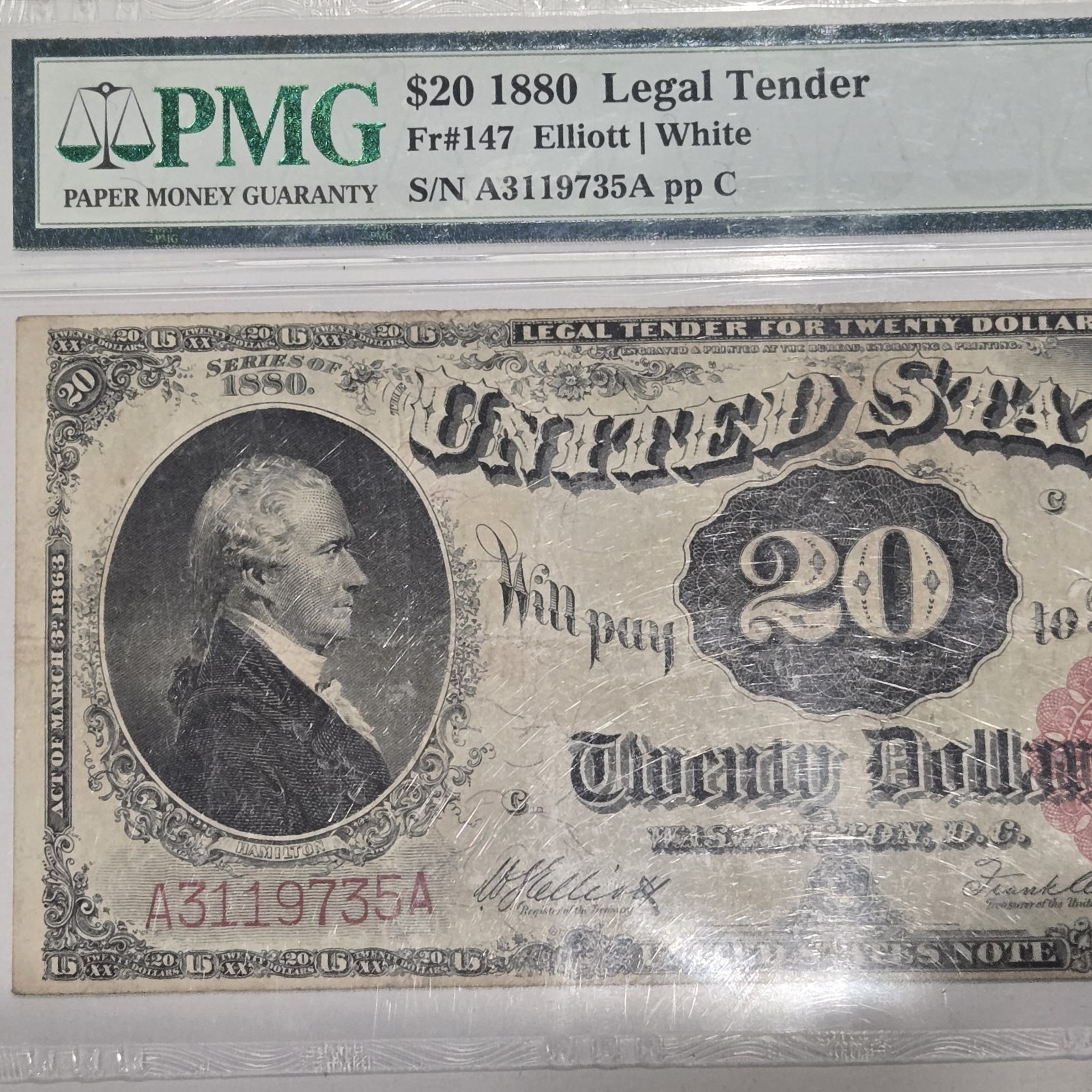1880 $20 Legal Tender Note Fr-147 PMG VF-25 1880 $20 Legal Tender Note Fr-147 PMG VF-25