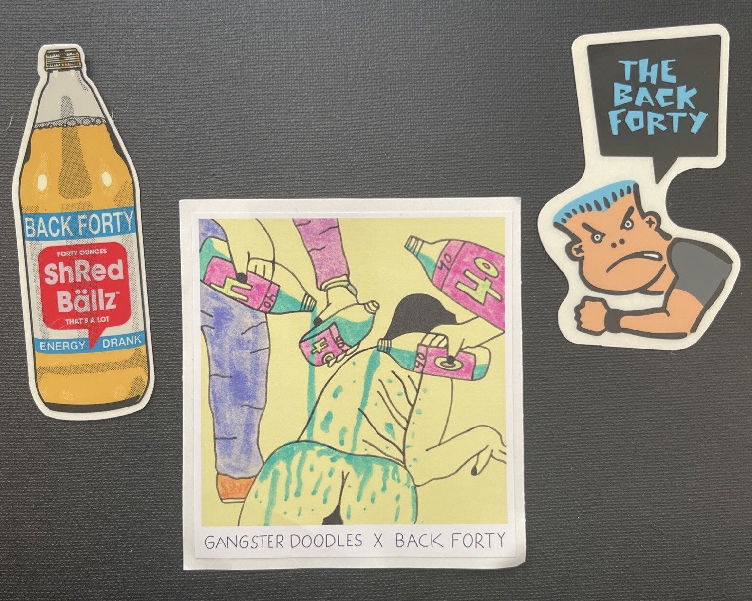 The Back Forty Gangster Doodles Skateboarding /Surfing Sticker/ Decal Lot Of 3 The Back Forty Gangster Doodles Skateboarding /Surfing Sticker/ Decal Lot Of 3