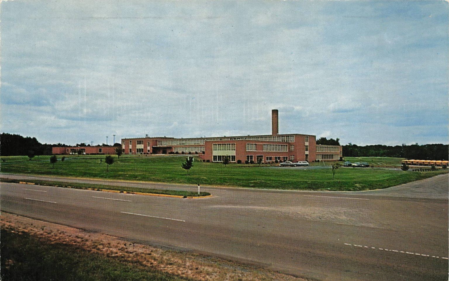 Halifax County High School South Boston Virginia Postcard 1967 Lincoln Stamp