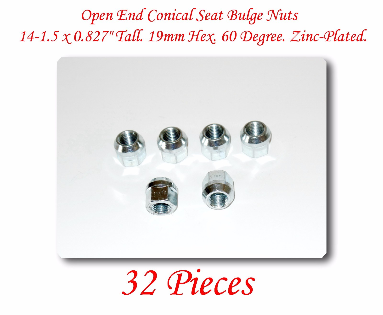 32 Pcs Open End Conical Seat Bulge Nuts 0.827\