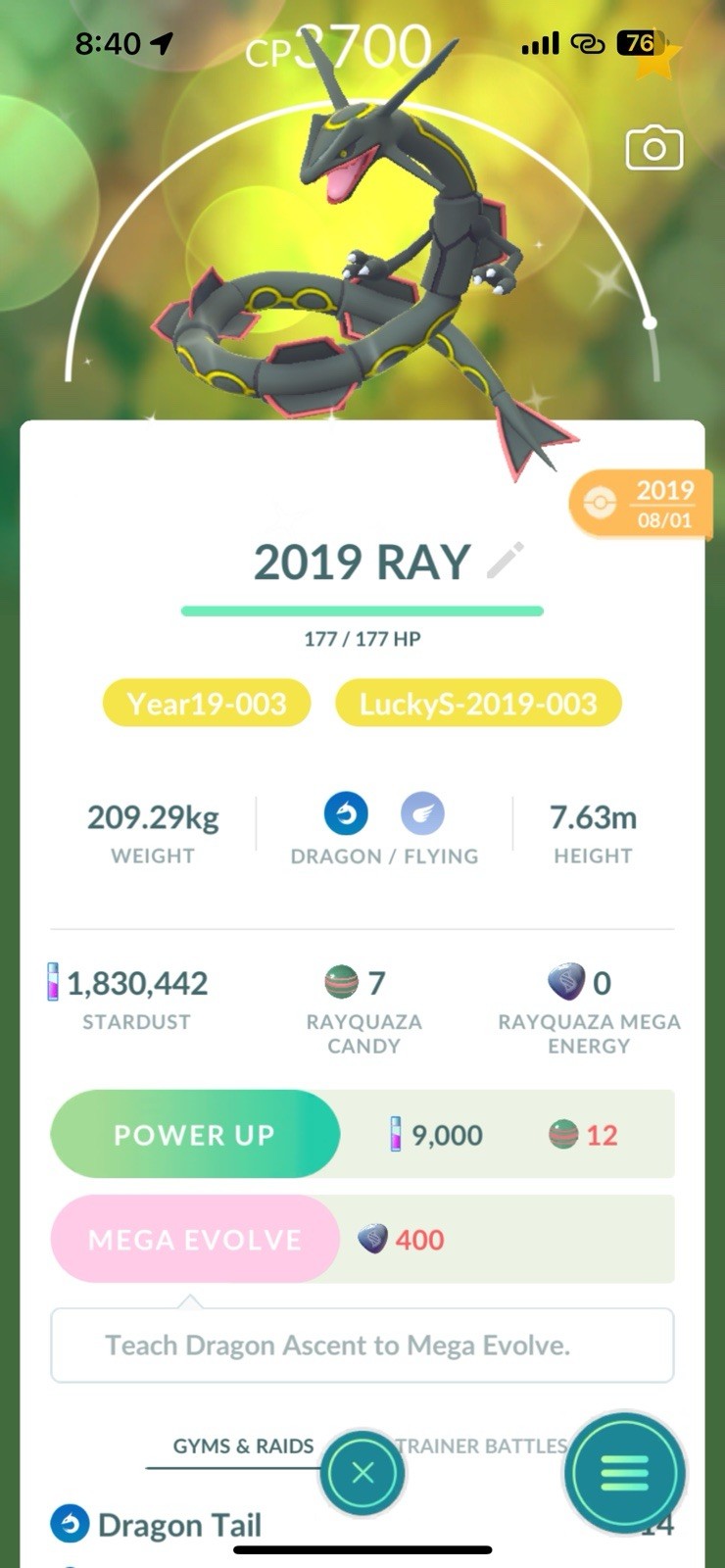 Rare ✨ Shiny Ray Max Lv50+ 3moves Pokémon Go -100% LUCKY 2019 ✨guaranteed Lucky