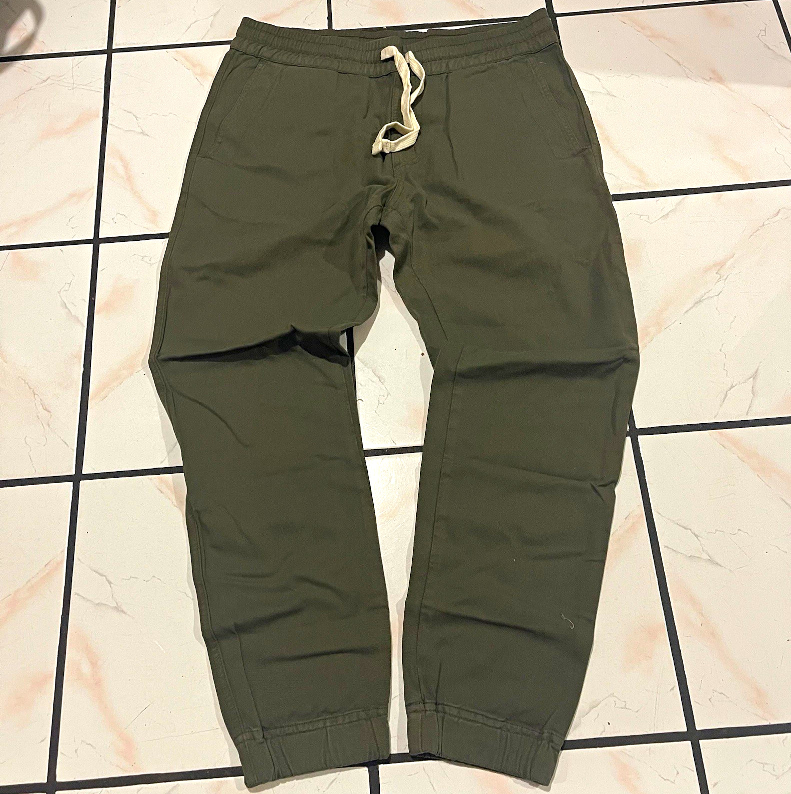 American Giant Men’s Green Cotton Twill Jogger Pants Drawstring Pockets M