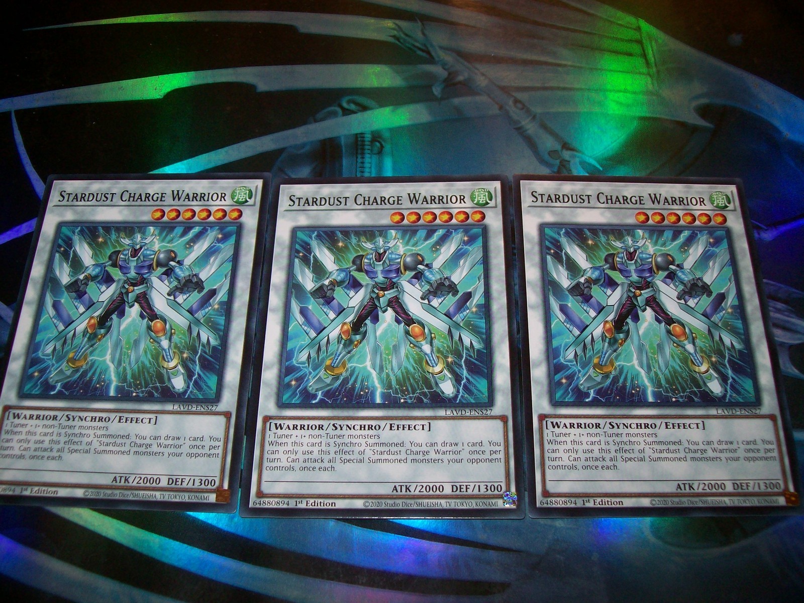 3x stardust Charge Warrior 1st Edition Common LAVD-ENS27 Yu-Gi-Oh 3x stardust Charge Warrior 1st Edition Common LAVD-ENS27 Yu-Gi-Oh