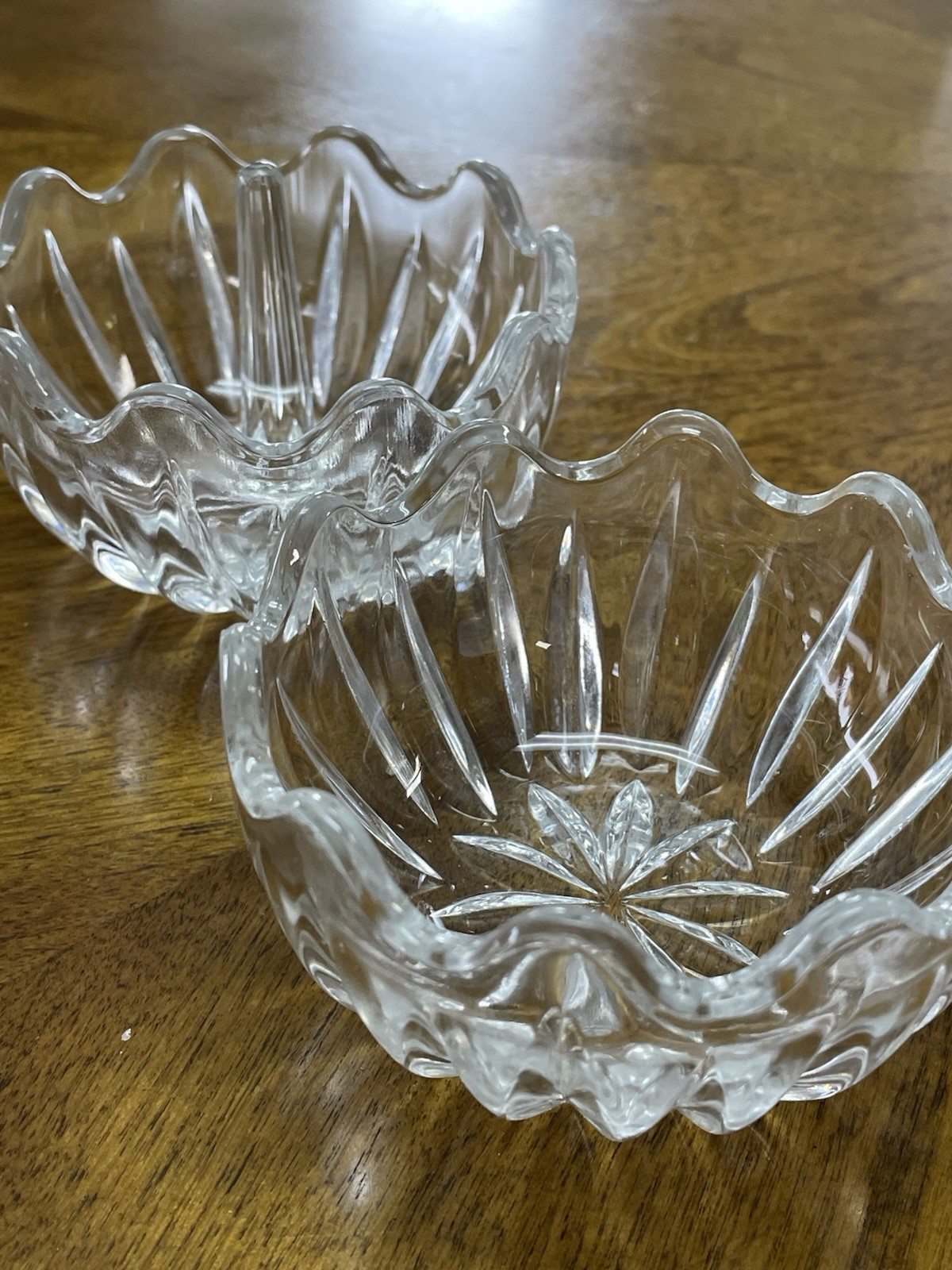 Vintage Cut Crystal Egg Ring Holder Covered Starburst Box. MCM. Unusual