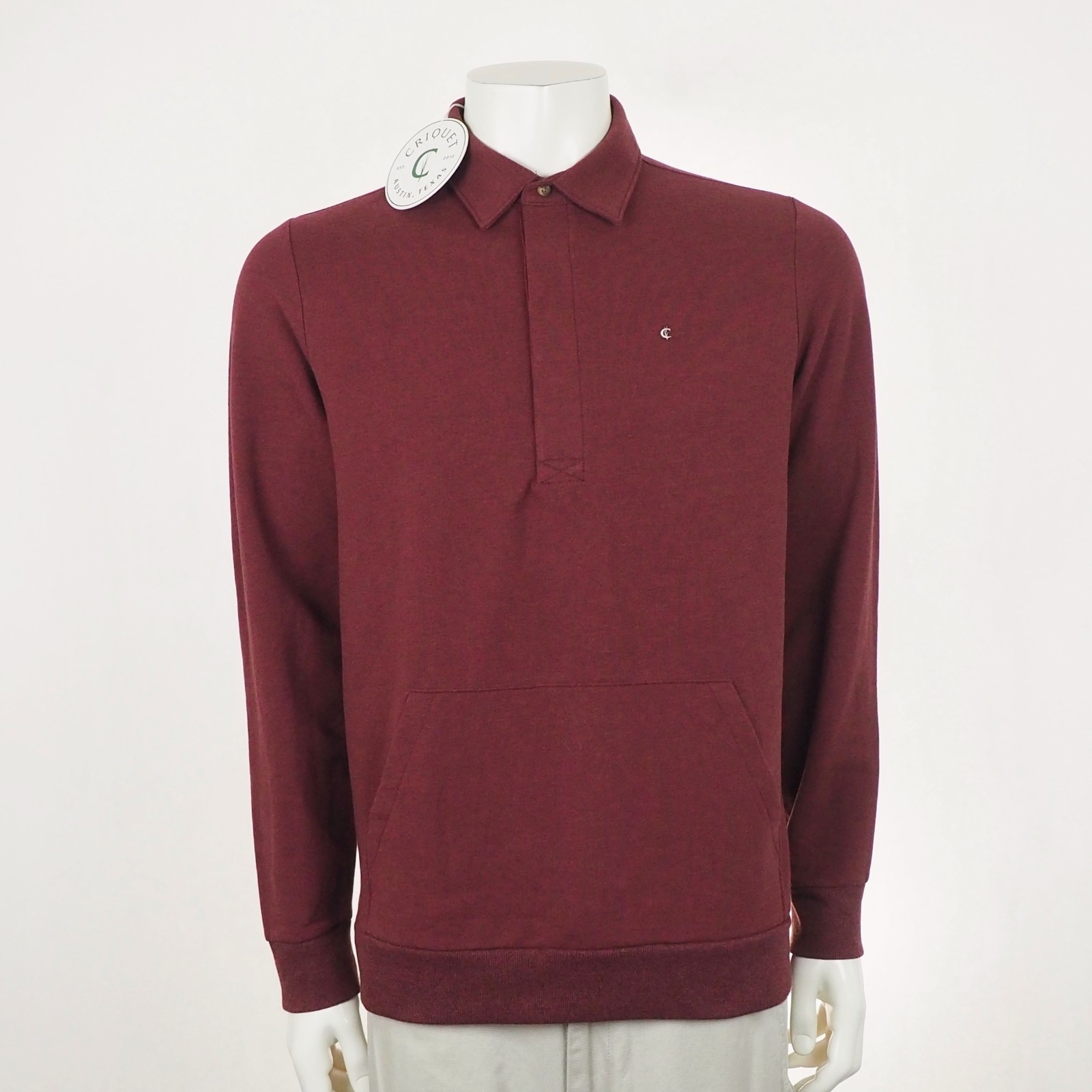 Criquet Pullover Golf Polo Sweater Mens Medium Maroon Dark Red Cotton Blend