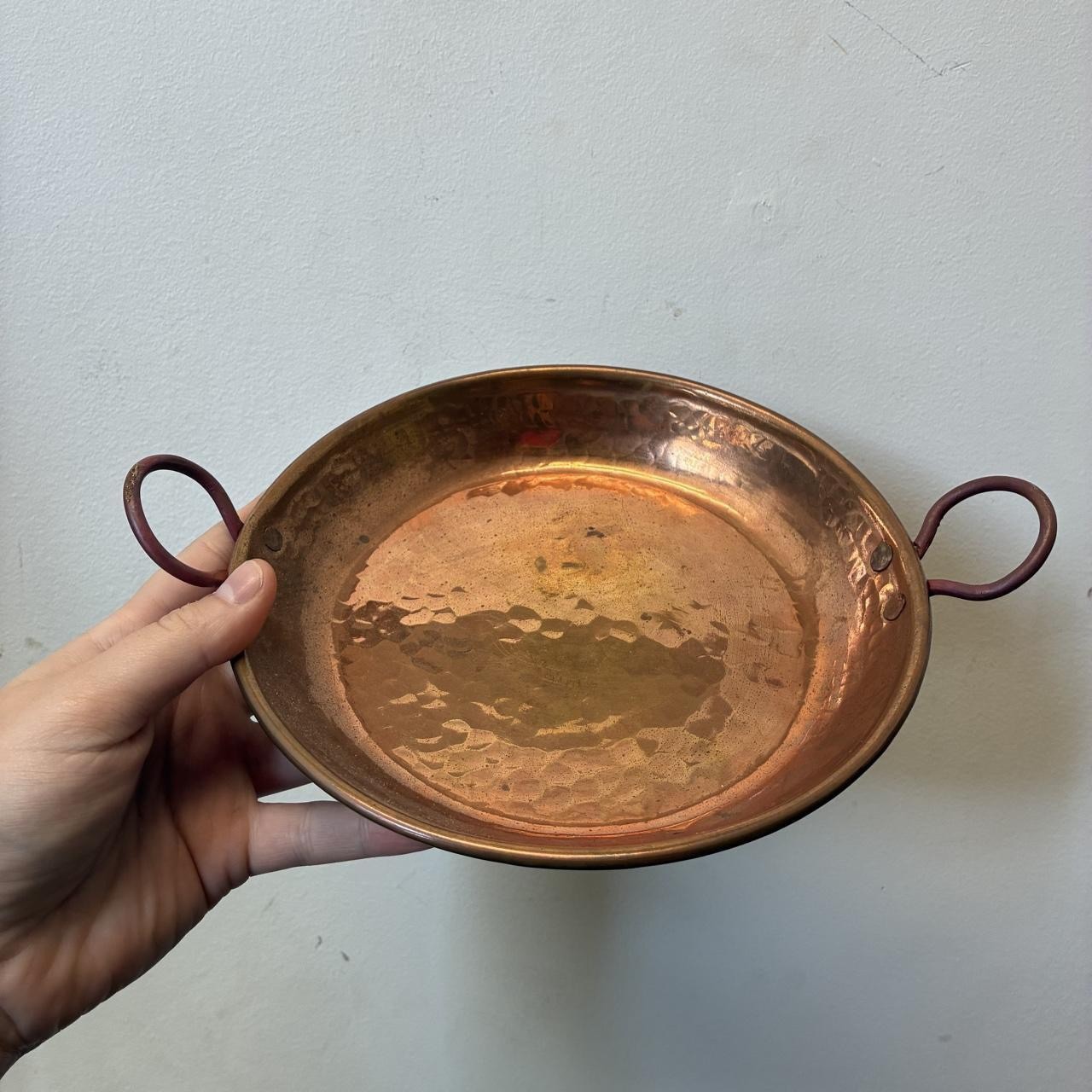 Antique Hammered Copper Brass Pot With Handles