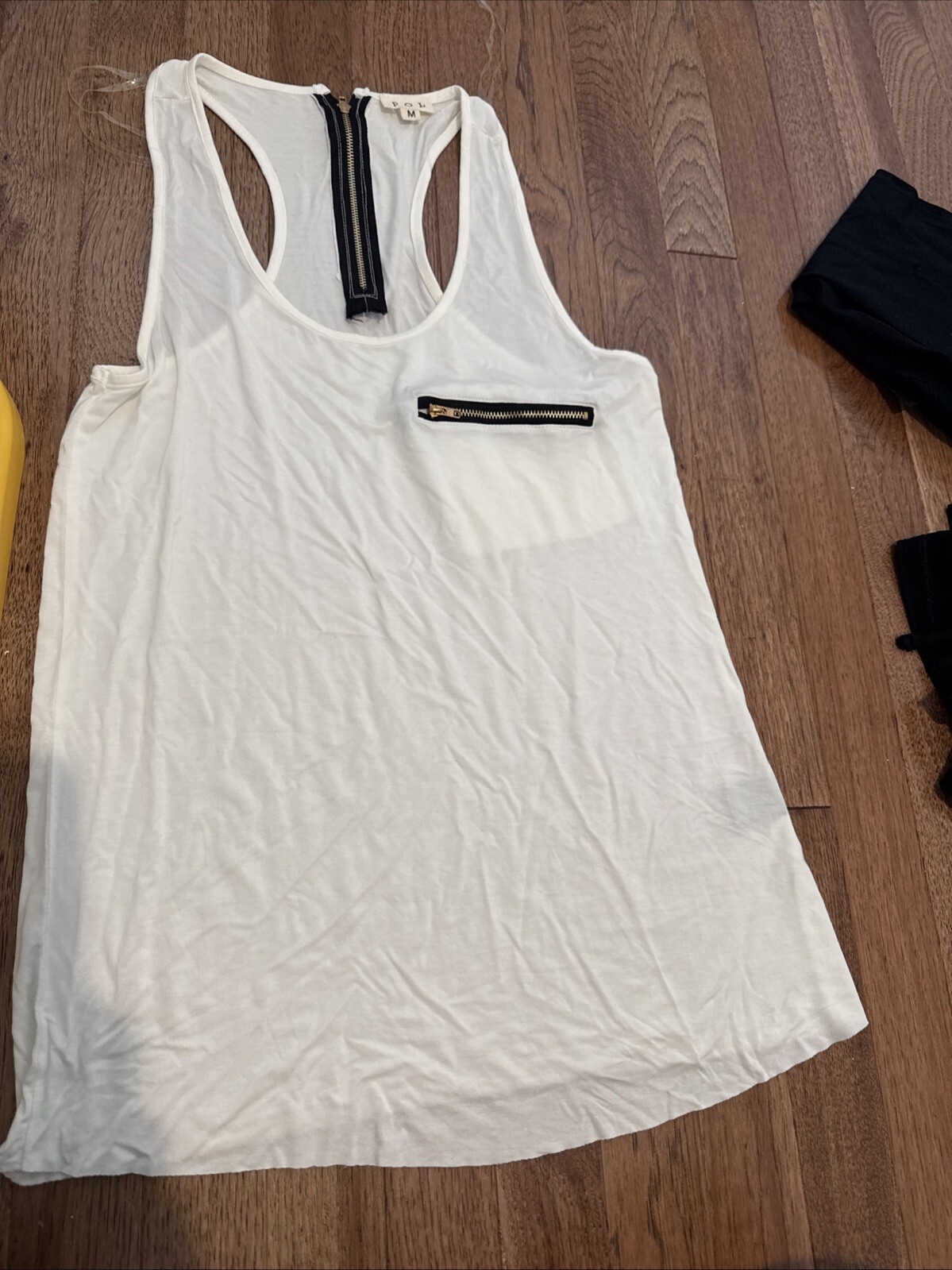 women\'s dressy Zipper tank top POL Anthropology Size M Ivory