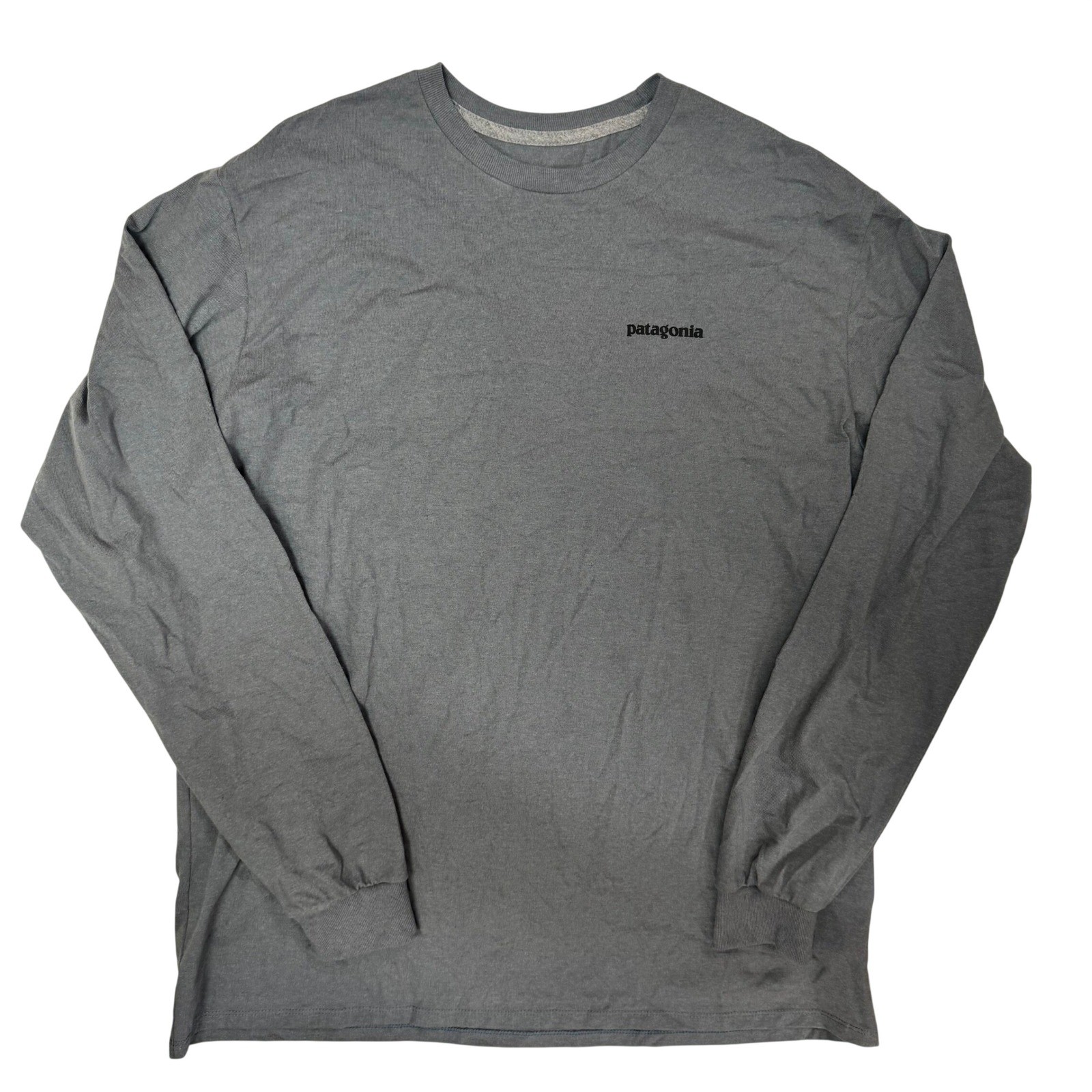 Patagonia Mens P-6 Logo Responsibili-Tee Long Sleeve Grey Shirt Large Patagonia Mens P-6 Logo Responsibili-Tee Long Sleeve Grey Shirt Large