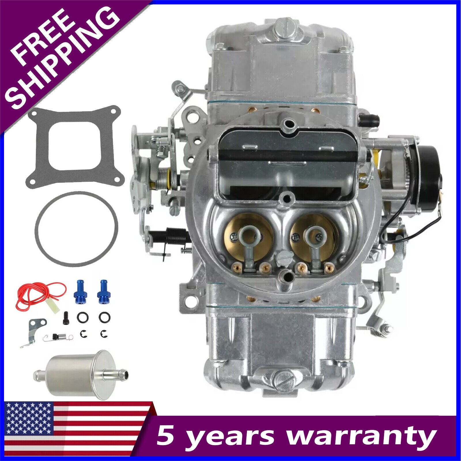 US For 4 Barrel 650 CFM Brawler Double-Pumper Carburetor Electric Choke BR-67255