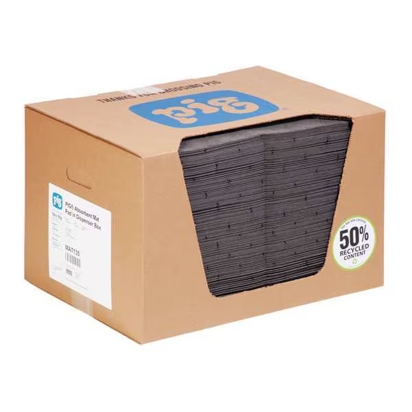 Pig Sorbent Pad, 22 gal, 15 in x 20 in, , Gray, Polypropylene MAT135 Pig MAT135