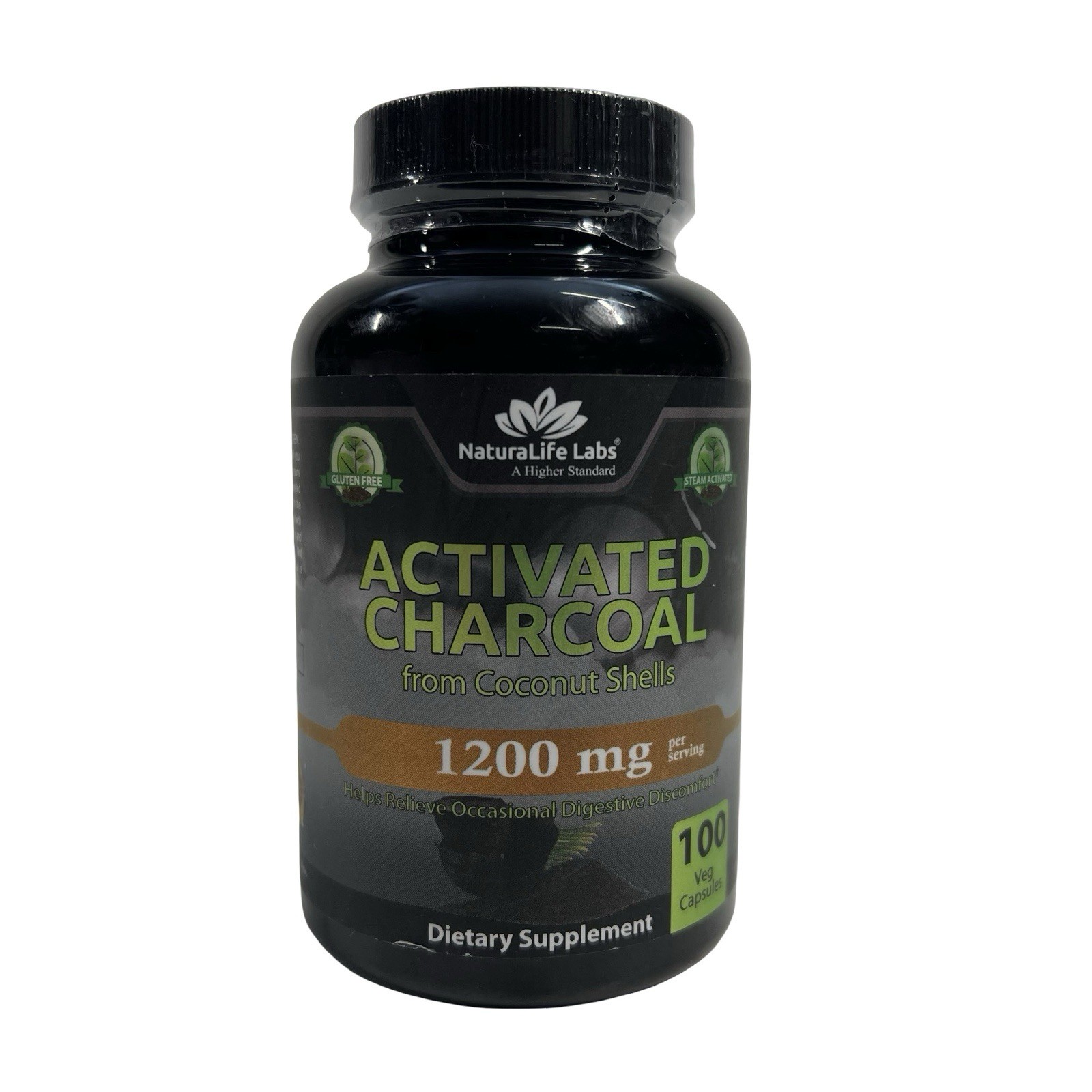 NaturaLife Labs Charcoal Activated Capsules Organic 1200mg  100 Count Exp 10/27