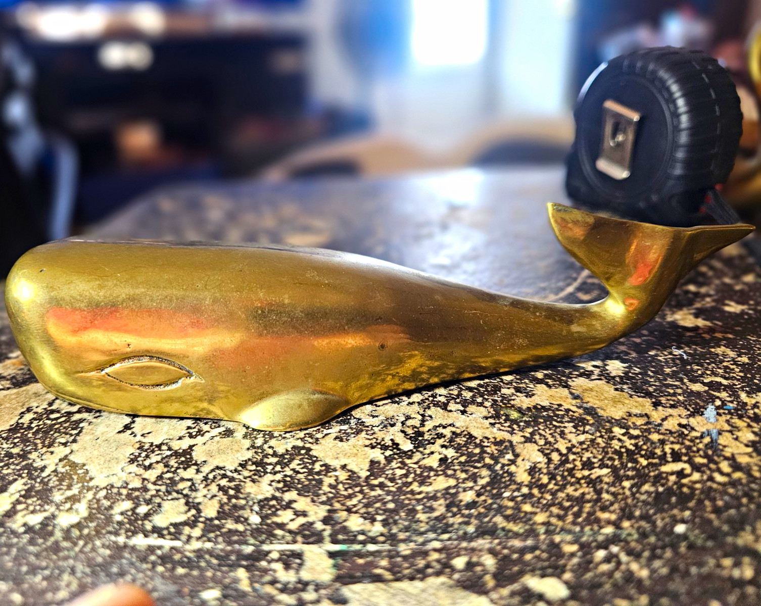 Brass Whale Figurine Decorative Whale Collectible Brass Animal Figurine 8 1/2inc Brass Whale Figurine Decorative Whale Collectible Brass Animal Figurine 8 1/2inc