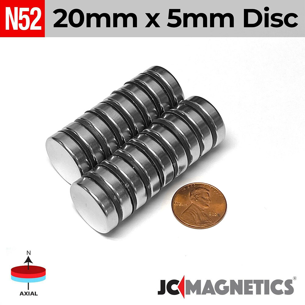 20mm x 5mm N52 Super Strong Disc Rare Earth Neodymium Magnets 20x5mm