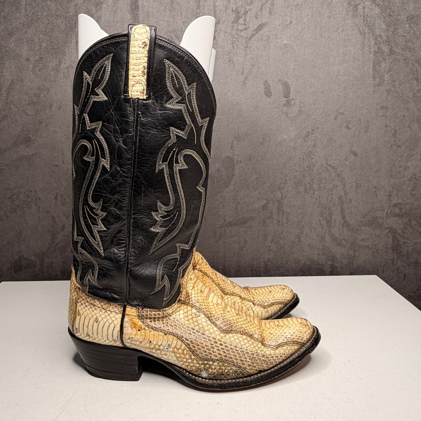 Vintage Dan Post Exotic Snakeskin Leather Western Cowboy Boots Mens Size 8.5 D