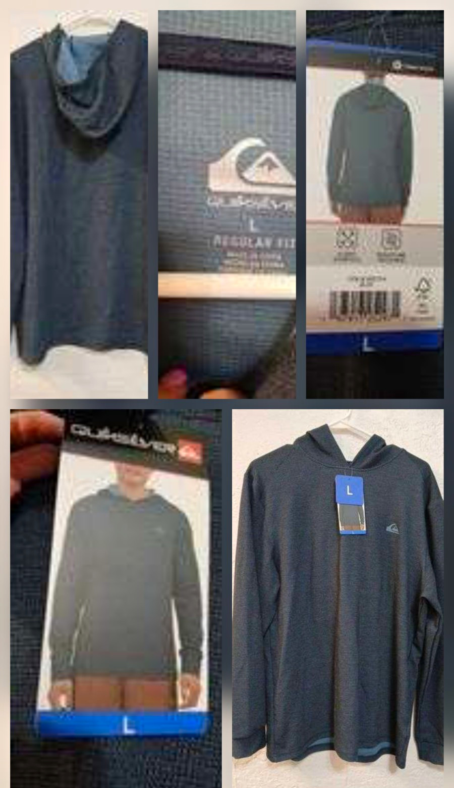 Quiksilver Men\'s Blue Solid Pullover Hoodie Sweatshirt Logo Size L