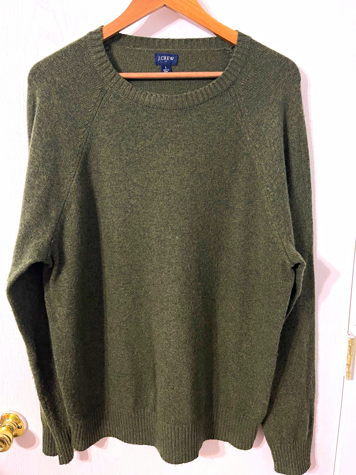 J.CREW Men’s Crew Neck Pullover Sweater Solid Green Long Sleeve L