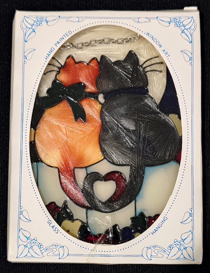 Vtg (1995) Joan Baker Designs Sun Catcher 2 Cats / Fence SO813 NEW OPEN BOX