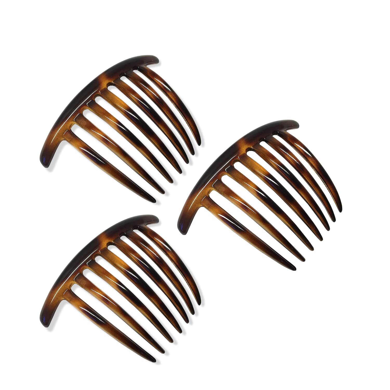 Parcelona French Twist Large Shell 7 Teeth Cellulose Side Hair Combs(3 Pcs)