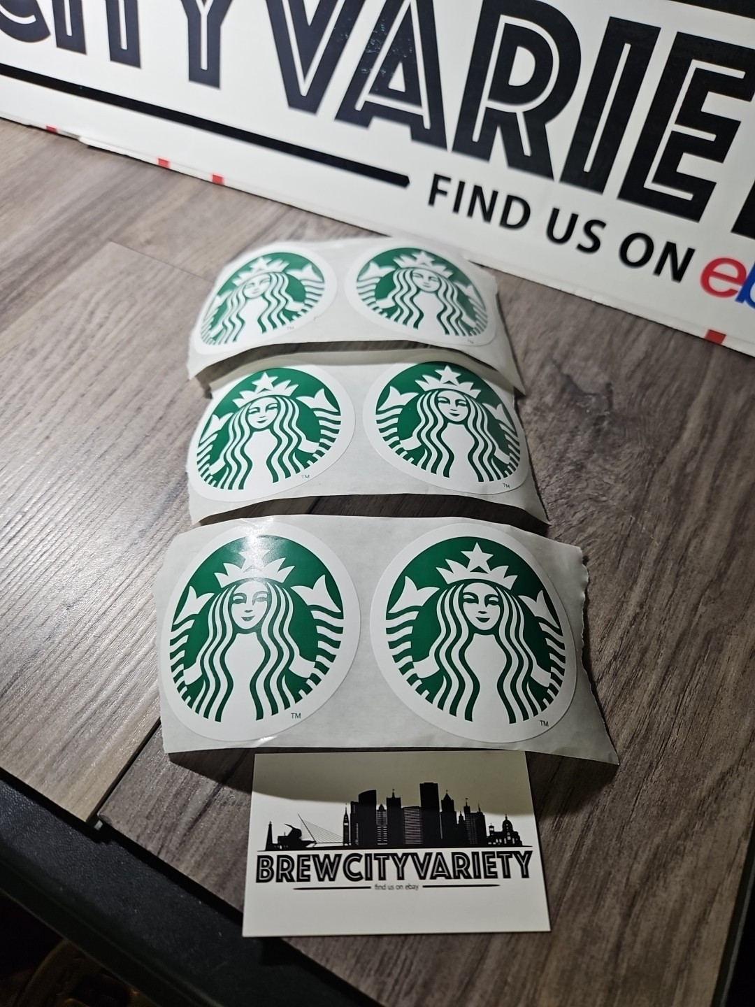 (6) Authentic Starbucks Coffee Sticker Large Siren Logo 3 inch round