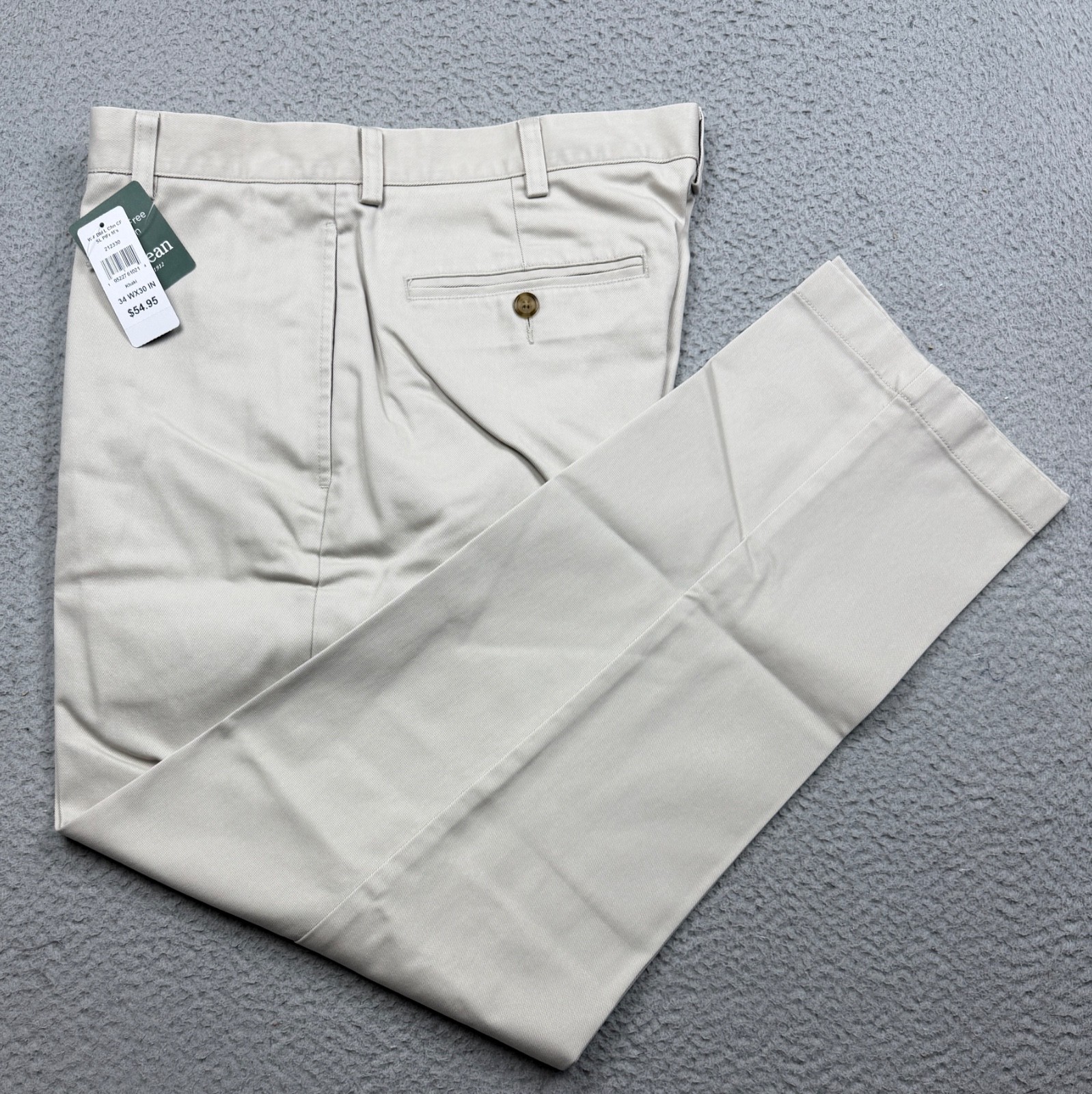 LL Bean Pants Mens 34x30 Khaki Double L Chinos Straight Wrinkle Free Flat Front