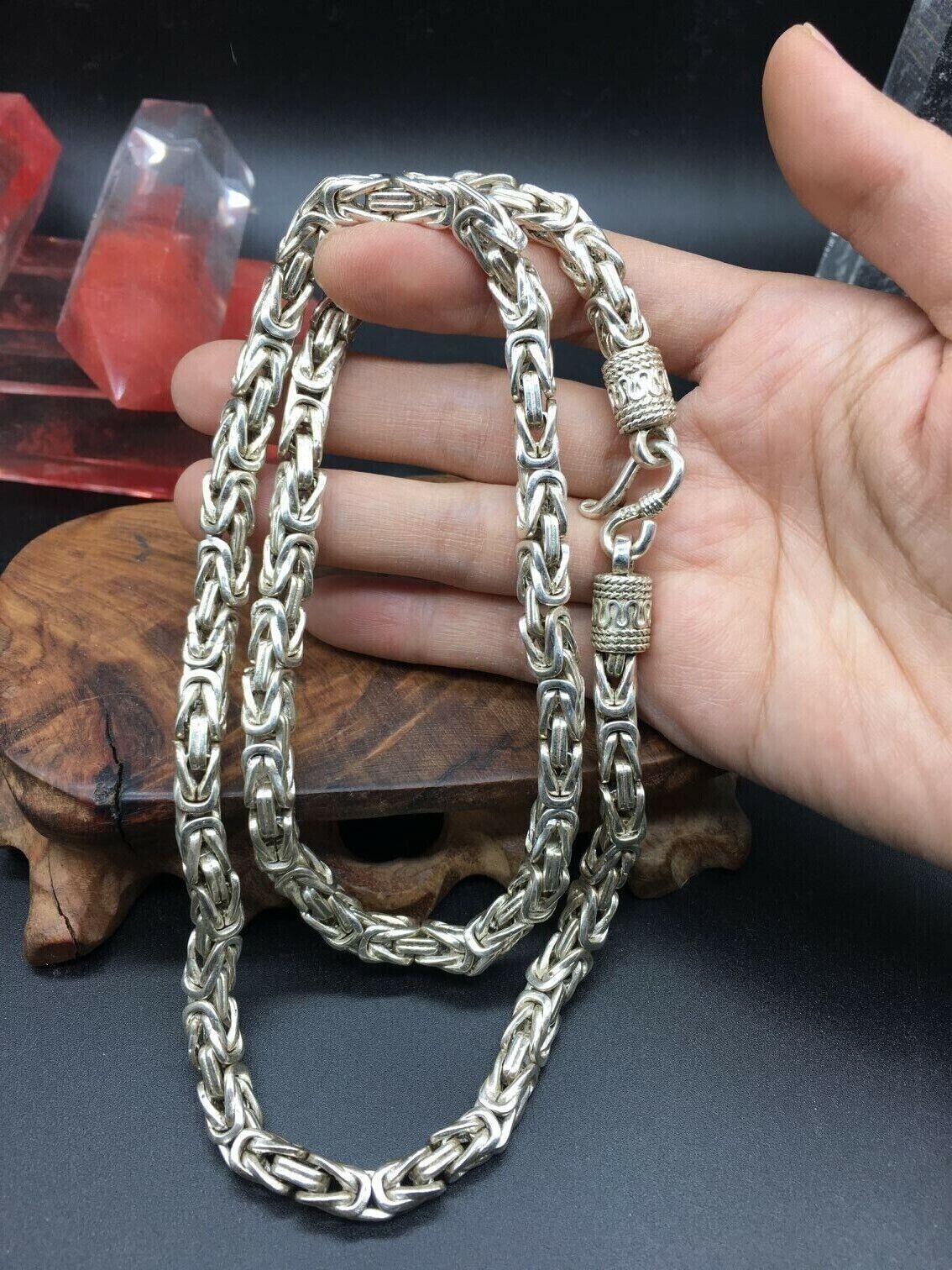 Rare Chinese Miao Tibetan silver handmade necklace noble gift 60 cm long