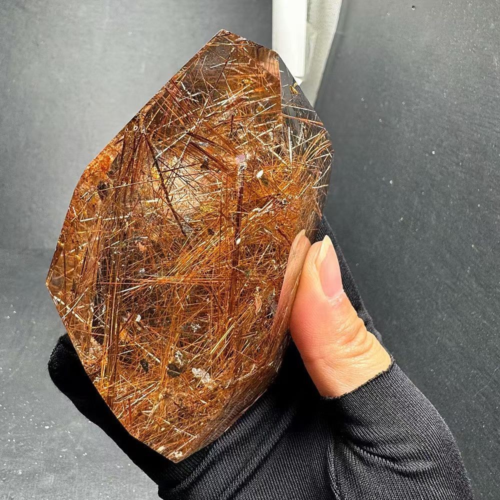 360g Natural Rutilated Quartz Carved Freeform Energy Cystal Reiki Decor