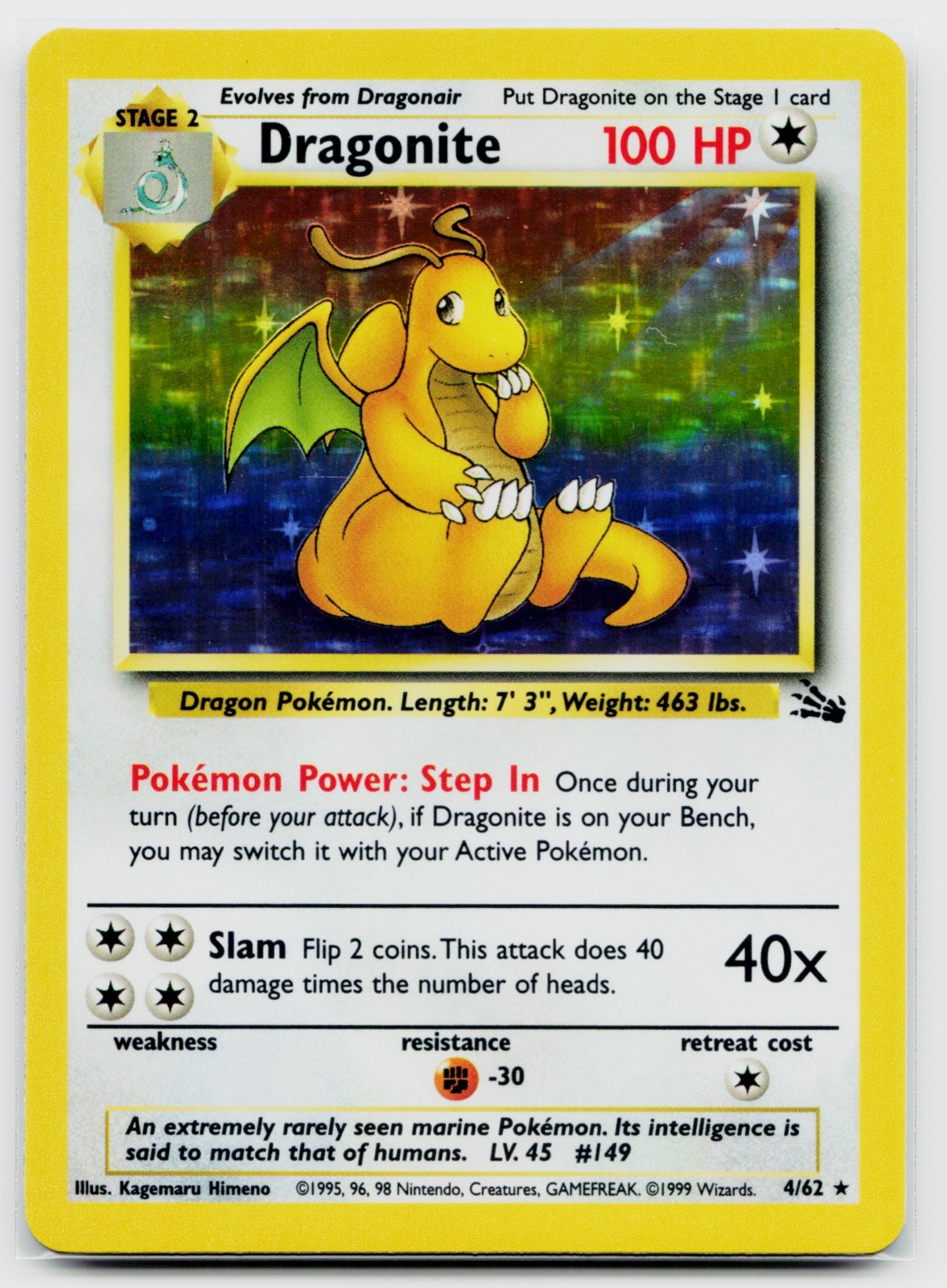 Dragonite (4) 04/62 | Fossil Holo Rare - NM