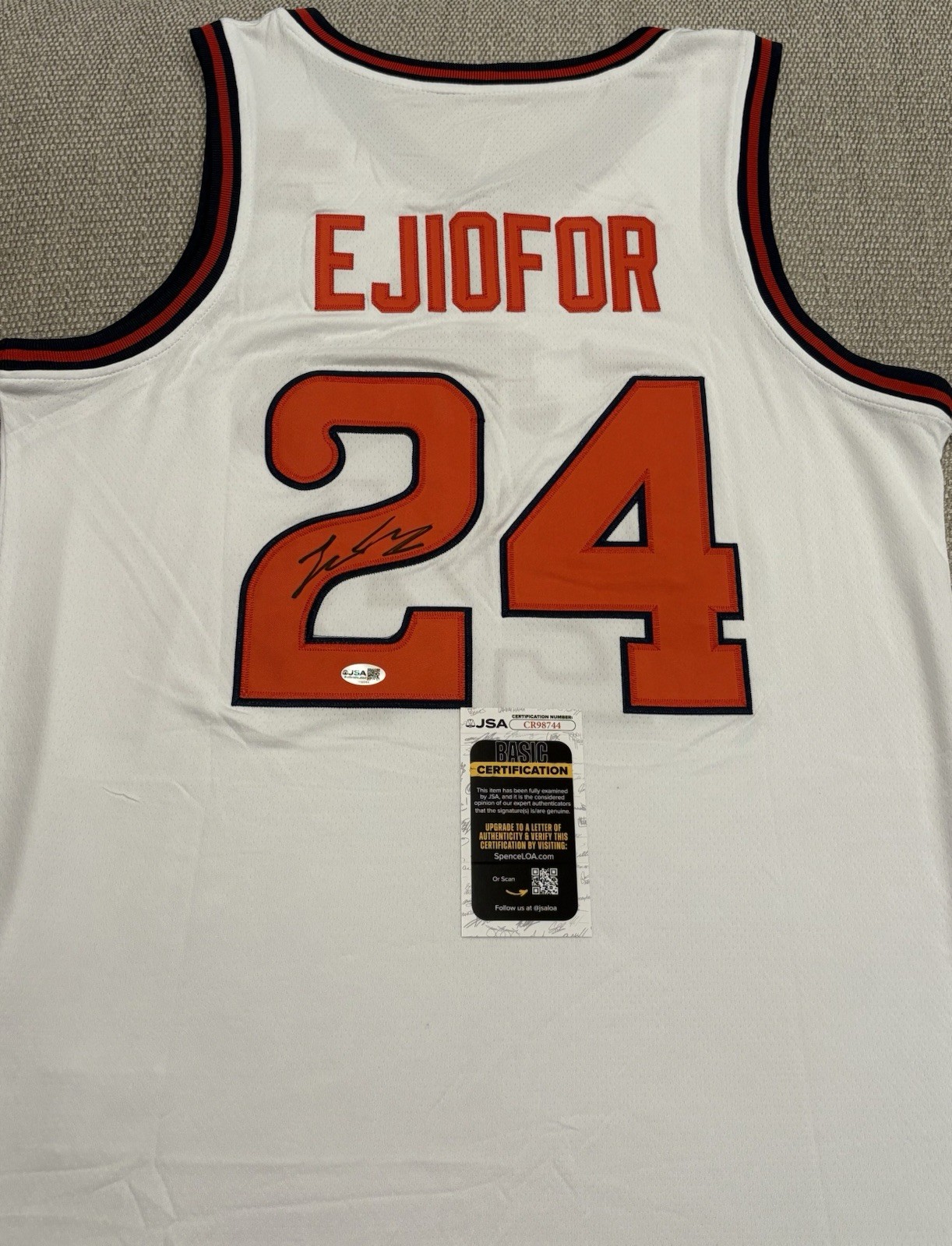 JSA COA ZUBY EJIOFOR Signed Autographed St John’s Red Storm Basketball Jersey