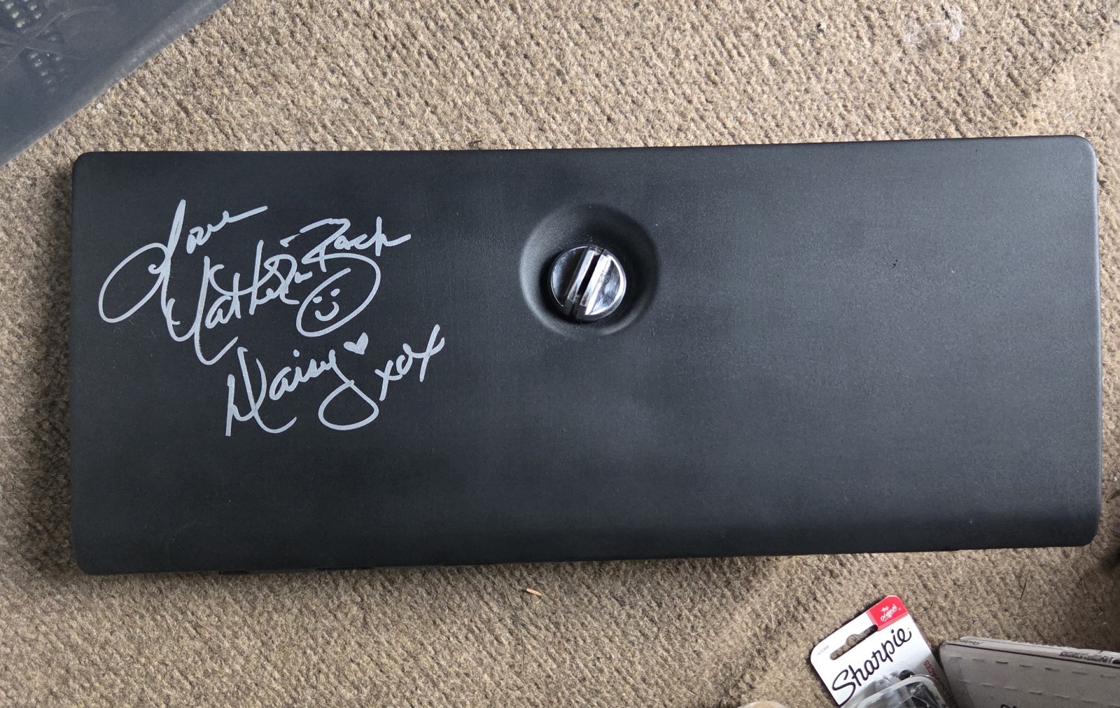 MOPAR 1971 - 74 Road Runner Satellite, Glove Box Door Signed By Catherine Bach 