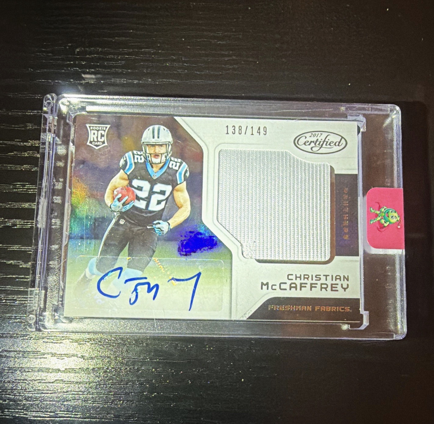 2017 Panini Certified McCaffrey Freshman Fabric Sigs Auto Mem RC /149 #205