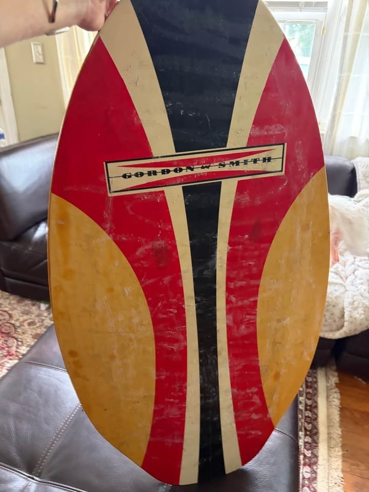 Vintage Gordon & Smith Skimboard 37” G&S Wooden Surf Board Retro Beach Wall Deco